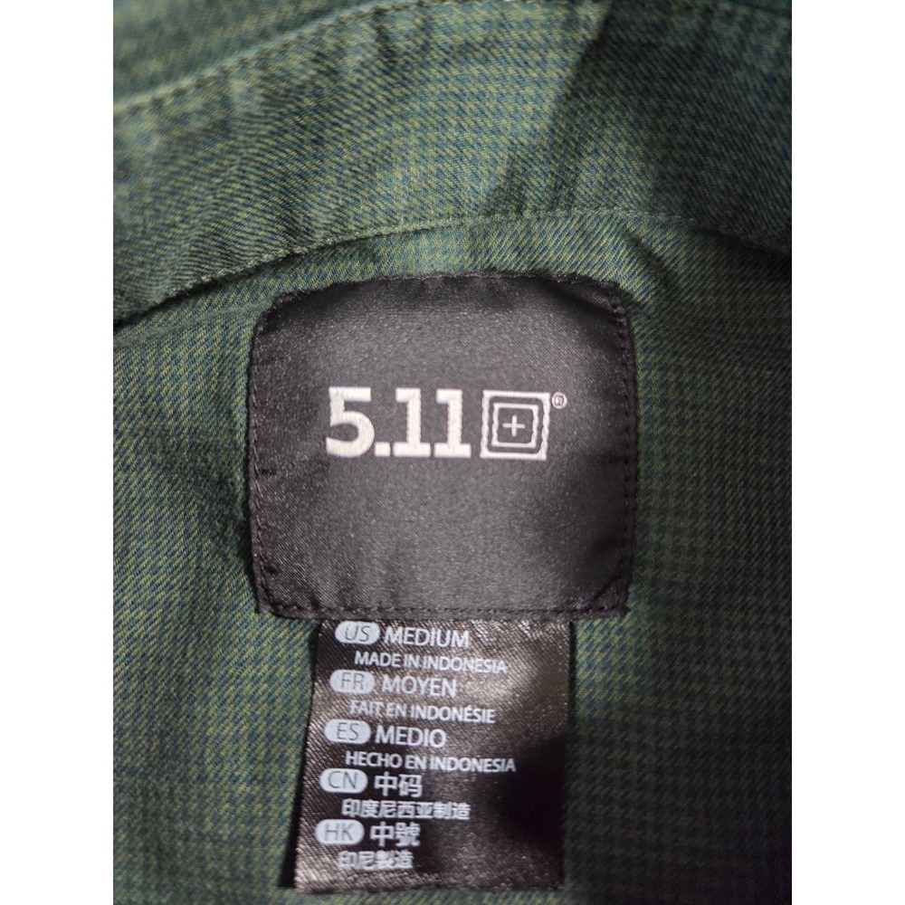 5.11 Tactical Shirt Mens Medium Green Checkered Soft Cotton Utility Casual - Picture 3 of 7